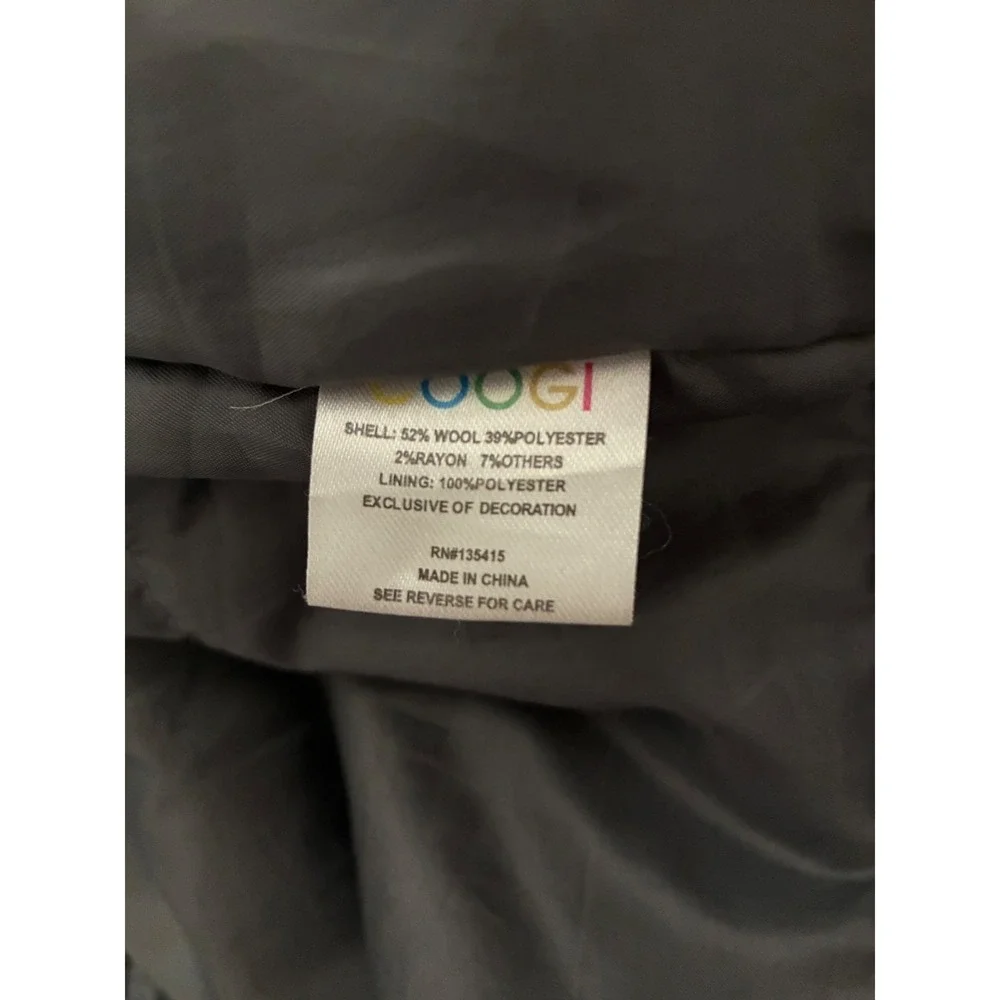 Coogi Mens‎ XL Gray Wool Blend Hooded Bomber Jacket Heavyweight Coat
